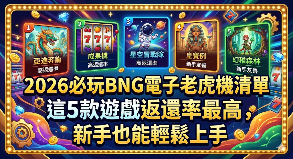 2026必玩BNG電子老虎機清單：這5款遊戲返還率最高，新手也能輕鬆上手