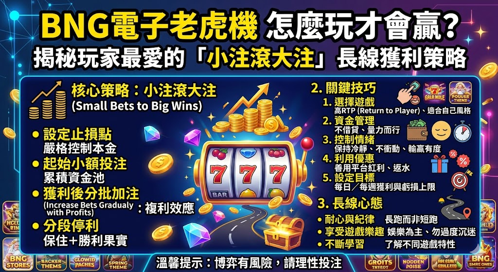 BNG電子老虎機怎麼玩才會贏？揭秘玩家最愛的「小注滾大注」長線獲利策略