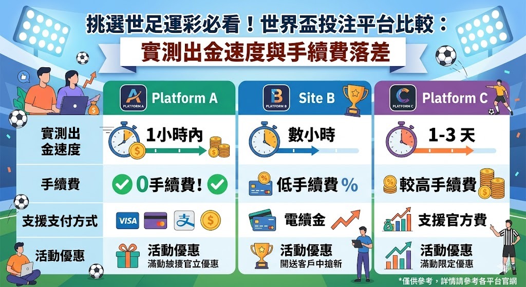 世界盃投注平台比較:實測出金速度與手續費落差 世界盃投注平台比較:實測出金速度與手續費落差