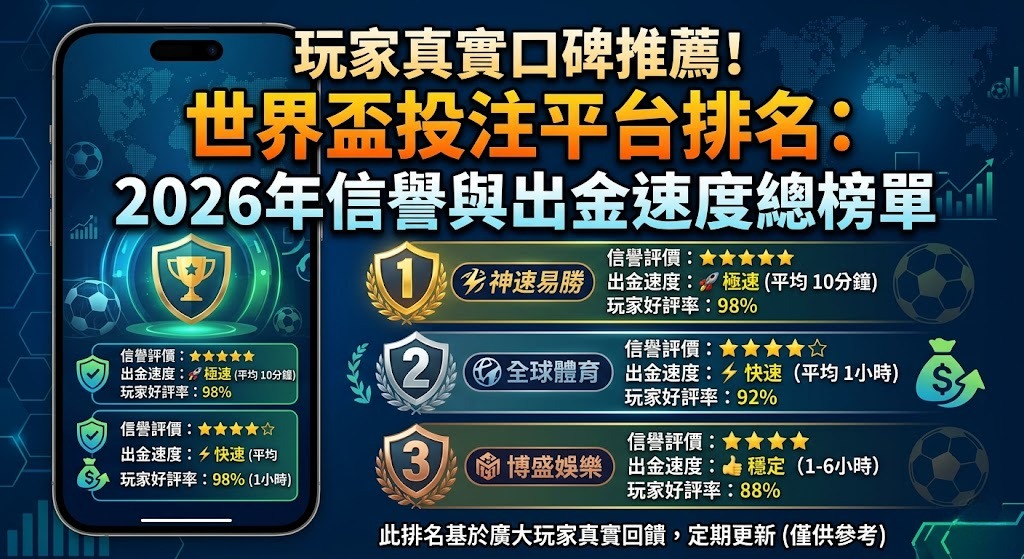 世界盃投注平台排名：2026年信譽與出金速度總榜單